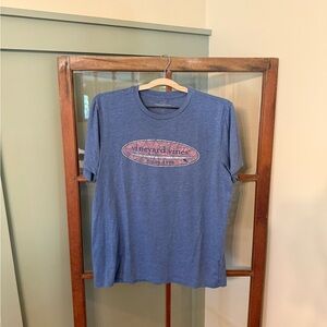 Vineyard Vines Heather Blue Tee with Pink Logo